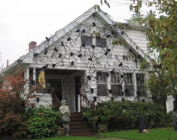 spider web on house for hallowen in Canada