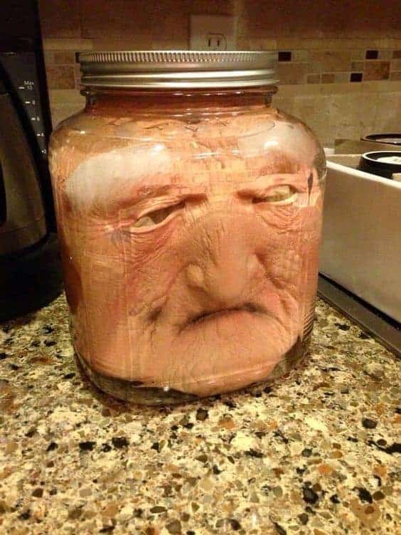 Halloween DIY head in a jar