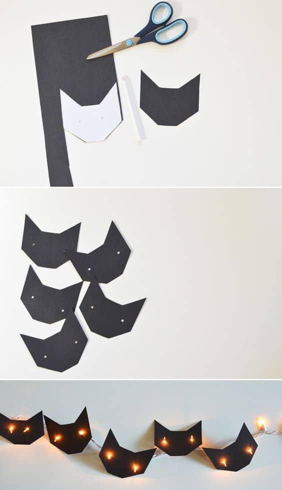 Halloween DIY Cat string lights