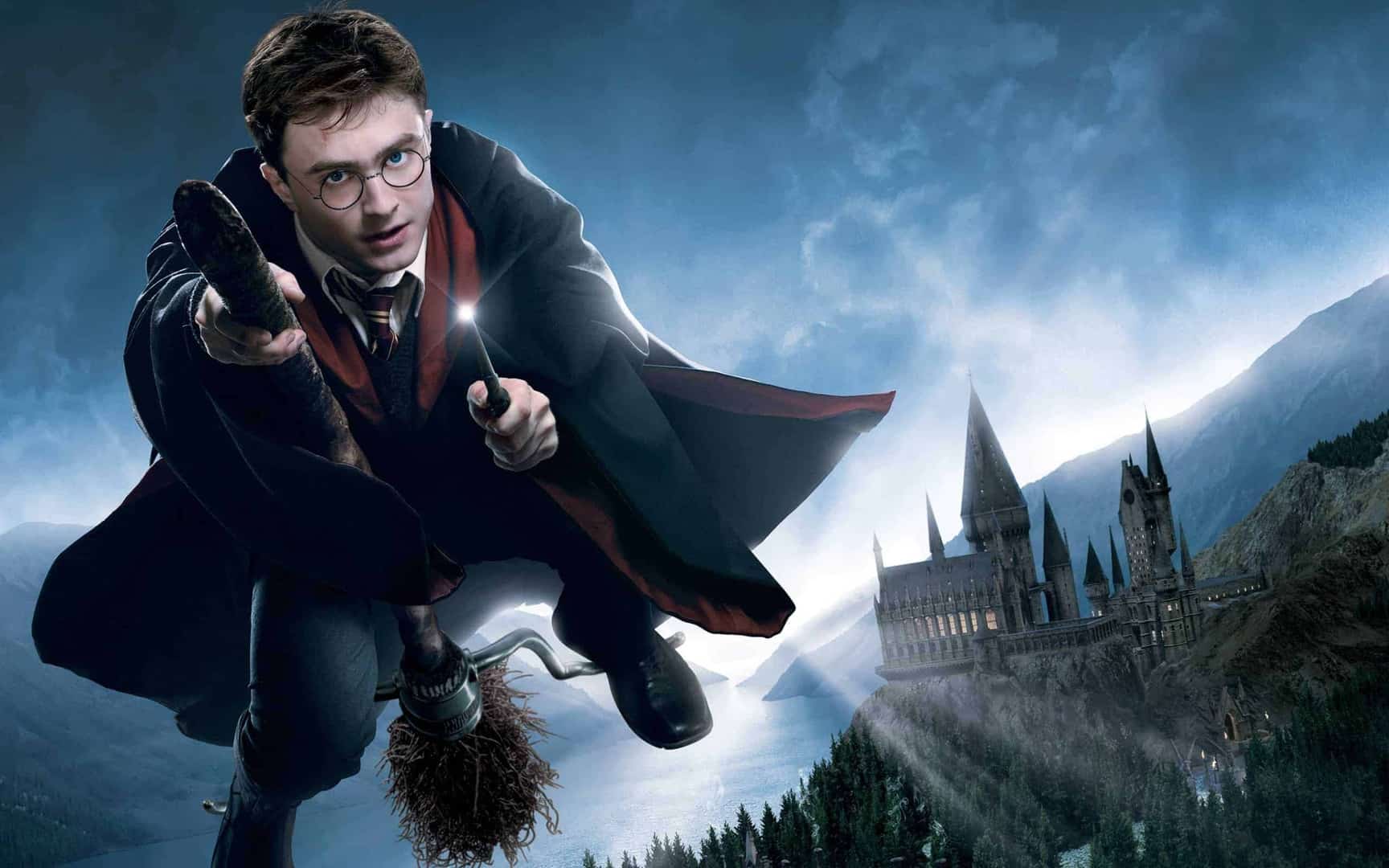 Harry Potter Riding A Broomstick
