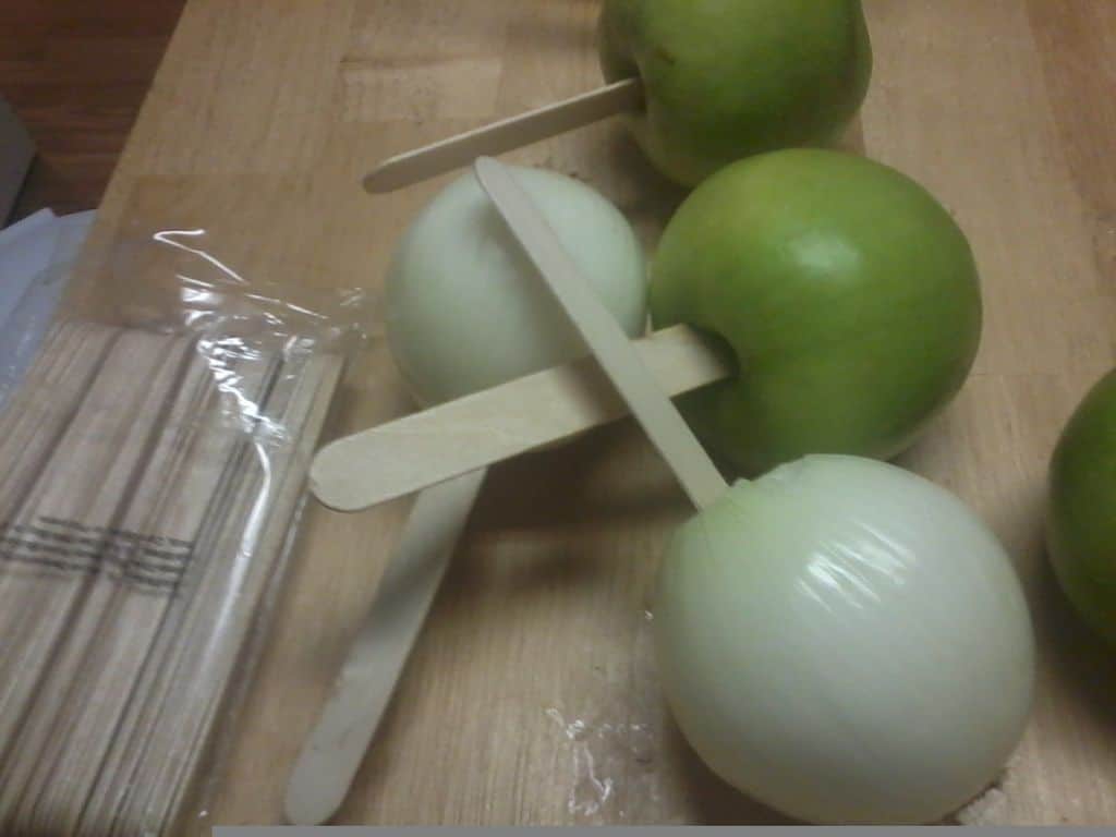 Toffee apple onion prank