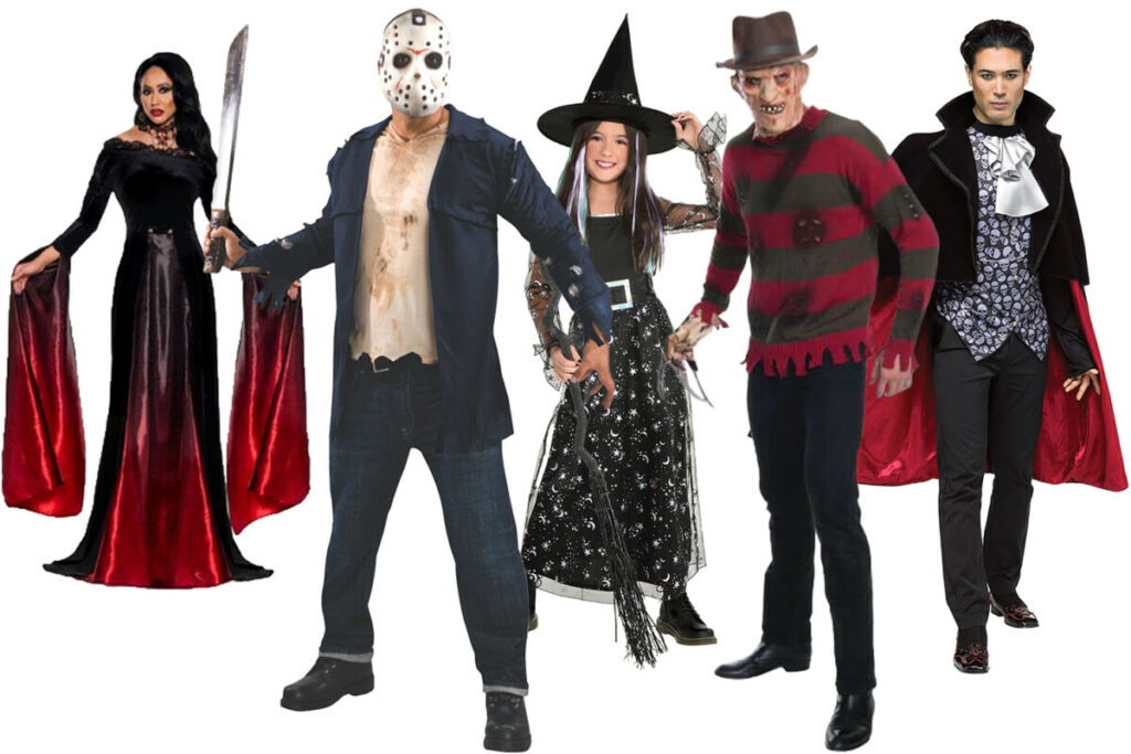 Classic horror, witch, ghost, vampire Halloween costumes